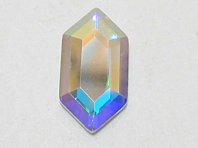 12 pcs. HEXAGON 8.2X4.2mm CRYSTAL AB STAR BRIGHT FLATBACK Rhinestones